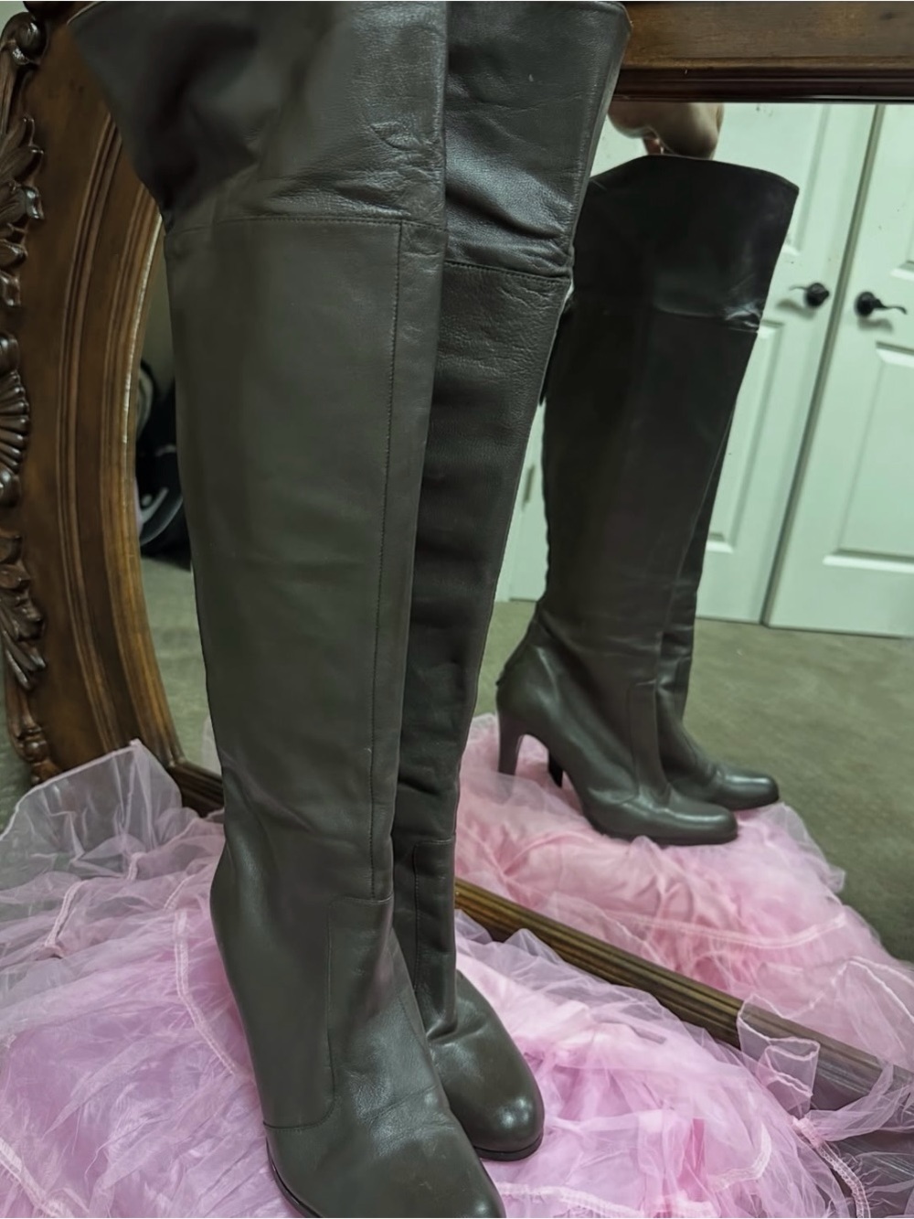 Ralph Lauren Brown Leather Knee-High Boots - Size 9M